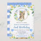 水彩可愛いジャングルタイガー子供の誕生日 招待状 (正面/裏面)