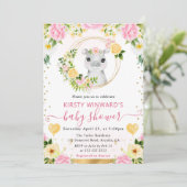 水彩可愛いジャングルヒッポベビーシャワー 招待状 (スタンド正面)