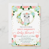 水彩可愛いジャングルヒッポベビーシャワー 招待状 (正面)