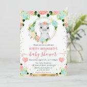 水彩可愛いジャングルヒッポベビーシャワー 招待状 (スタンド正面)