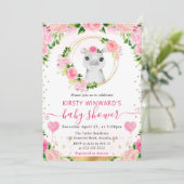 水彩可愛いジャングルヒッポベビーシャワー 招待状 (スタンド正面)