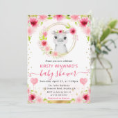 水彩可愛いジャングルヒッポベビーシャワー 招待状 (スタンド正面)