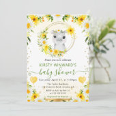 水彩可愛いジャングルヒッポベビーシャワー 招待状 (スタンド正面)