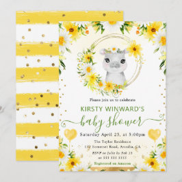 水彩可愛いジャングルヒッポベビーシャワー 招待状