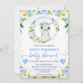 水彩可愛いジャングルヒッポベビーシャワー 招待状 (正面)