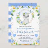 水彩可愛いジャングルヒッポベビーシャワー 招待状 (正面/裏面)