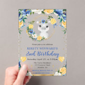 水彩可愛いジャングルヒッポ子供の誕生日 アクリル招待状 (インサイチュ (ポータブル))