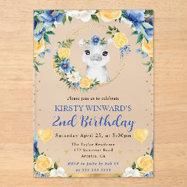 水彩可愛いジャングルヒッポ子供の誕生日 アクリル招待状