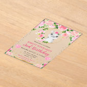 水彩可愛いジャングルヒッポ子供の誕生日 アクリル招待状 (レイダウン)