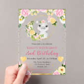 水彩可愛いジャングルヒッポ子供の誕生日 アクリル招待状 (インサイチュ (ポータブル))