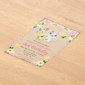 水彩可愛いジャングルヒッポ子供の誕生日 アクリル招待状 (レイダウン)