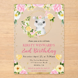 水彩可愛いジャングルヒッポ子供の誕生日 アクリル招待状