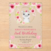 水彩可愛いジャングルヒッポ子供の誕生日 アクリル招待状 (正面)