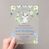 水彩可愛いジャングルヒッポ子供の誕生日 アクリル招待状 (インサイチュ (ポータブル))