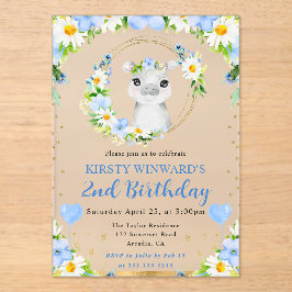 水彩可愛いジャングルヒッポ子供の誕生日 アクリル招待状