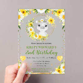 水彩可愛いジャングルヒッポ子供の誕生日 アクリル招待状