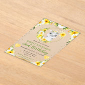 水彩可愛いジャングルヒッポ子供の誕生日 アクリル招待状 (レイダウン)