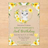 水彩可愛いジャングルヒッポ子供の誕生日 アクリル招待状 (正面)