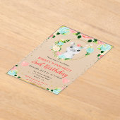 水彩可愛いジャングルヒッポ子供の誕生日 アクリル招待状 (レイダウン)