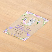 水彩可愛いジャングルヒッポ子供の誕生日 アクリル招待状 (レイダウン)