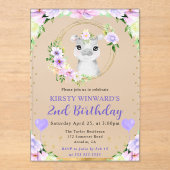 水彩可愛いジャングルヒッポ子供の誕生日 アクリル招待状 (正面)