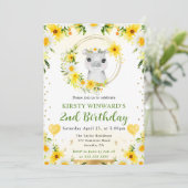 水彩可愛いジャングルヒッポ子供の誕生日 招待状 (スタンド正面)