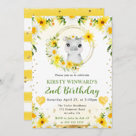 水彩可愛いジャングルヒッポ子供の誕生日 招待状