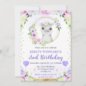 水彩可愛いジャングルヒッポ子供の誕生日 招待状 (正面)