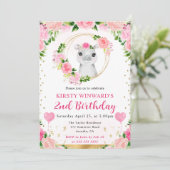 水彩可愛いジャングルヒッポ子供の誕生日 招待状 (スタンド正面)