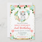 水彩可愛いジャングルヒッポ子供の誕生日 招待状 (正面)