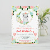 水彩可愛いジャングルヒッポ子供の誕生日 招待状 (スタンド正面)