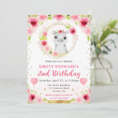 水彩可愛いジャングルヒッポ子供の誕生日 招待状 (スタンド正面)