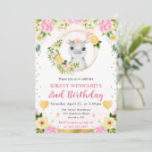 水彩可愛いジャングルヒッポ子供の誕生日 招待状 (スタンド正面)