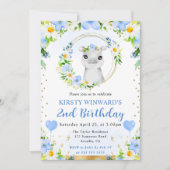 水彩可愛いジャングルヒッポ子供の誕生日 招待状 (正面)