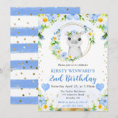 水彩可愛いジャングルヒッポ子供の誕生日 招待状 (正面/裏面)