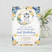 水彩可愛いジャングルヒッポ子供の誕生日 招待状 (スタンド正面)