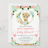 水彩可愛いジャングルライオンベビーシャワー 招待状 (正面)