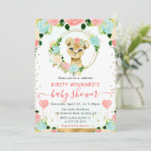 水彩可愛いジャングルライオンベビーシャワー 招待状 (スタンド正面)