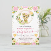 水彩可愛いジャングルライオンベビーシャワー 招待状 (スタンド正面)