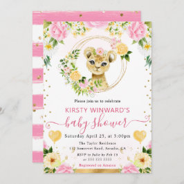 水彩可愛いジャングルライオンベビーシャワー 招待状