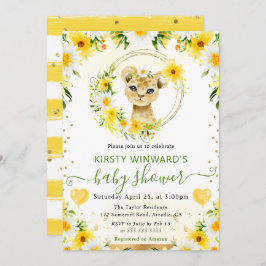 水彩可愛いジャングルライオンベビーシャワー 招待状