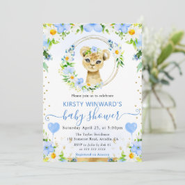 水彩可愛いジャングルライオンベビーシャワー 招待状