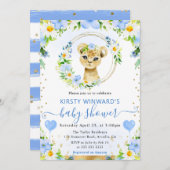 水彩可愛いジャングルライオンベビーシャワー 招待状 (正面/裏面)