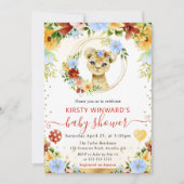 水彩可愛いジャングルライオンベビーシャワー 招待状 (正面)