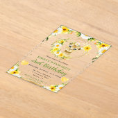 水彩可愛いジャングルライオン子供の誕生日 アクリル招待状 (レイダウン)