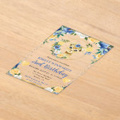 水彩可愛いジャングルライオン子供の誕生日 アクリル招待状 (レイダウン)