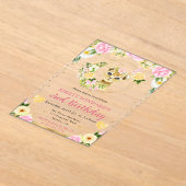 水彩可愛いジャングルライオン子供の誕生日 アクリル招待状 (レイダウン)