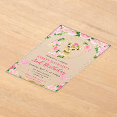 水彩可愛いジャングルライオン子供の誕生日 アクリル招待状 (レイダウン)