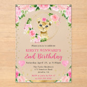 水彩可愛いジャングルライオン子供の誕生日 アクリル招待状 (正面)