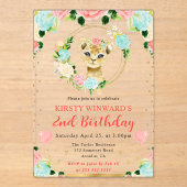 水彩可愛いジャングルライオン子供の誕生日 アクリル招待状 (正面)